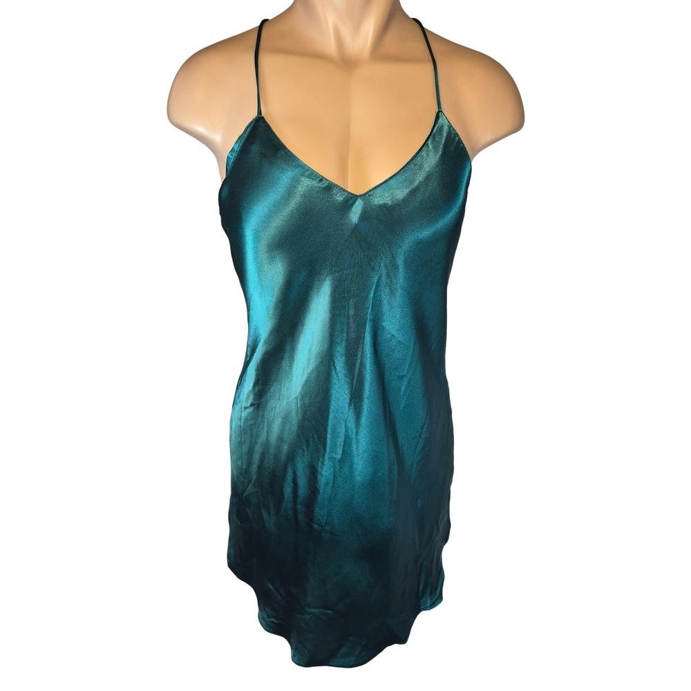 VTG 90s Y2K Linda La Vie En Rose Slip Dress Emerald Sexy Lingerie Coquette Fit M